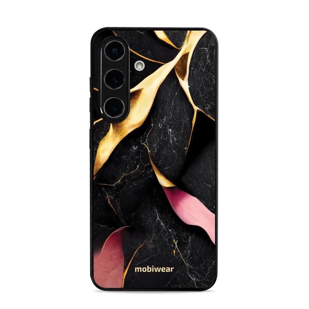 Lesklý kryt Mobiwear Glossy - Samsung Galaxy S25 - G021G Černý a zlatavý mramor