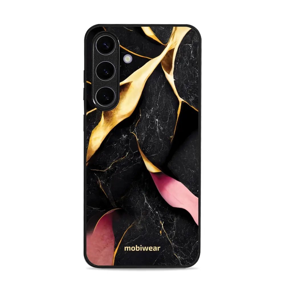 Lesklý kryt Mobiwear Glossy - Samsung Galaxy S25 Plus - G021G Černý a zlatavý mramor