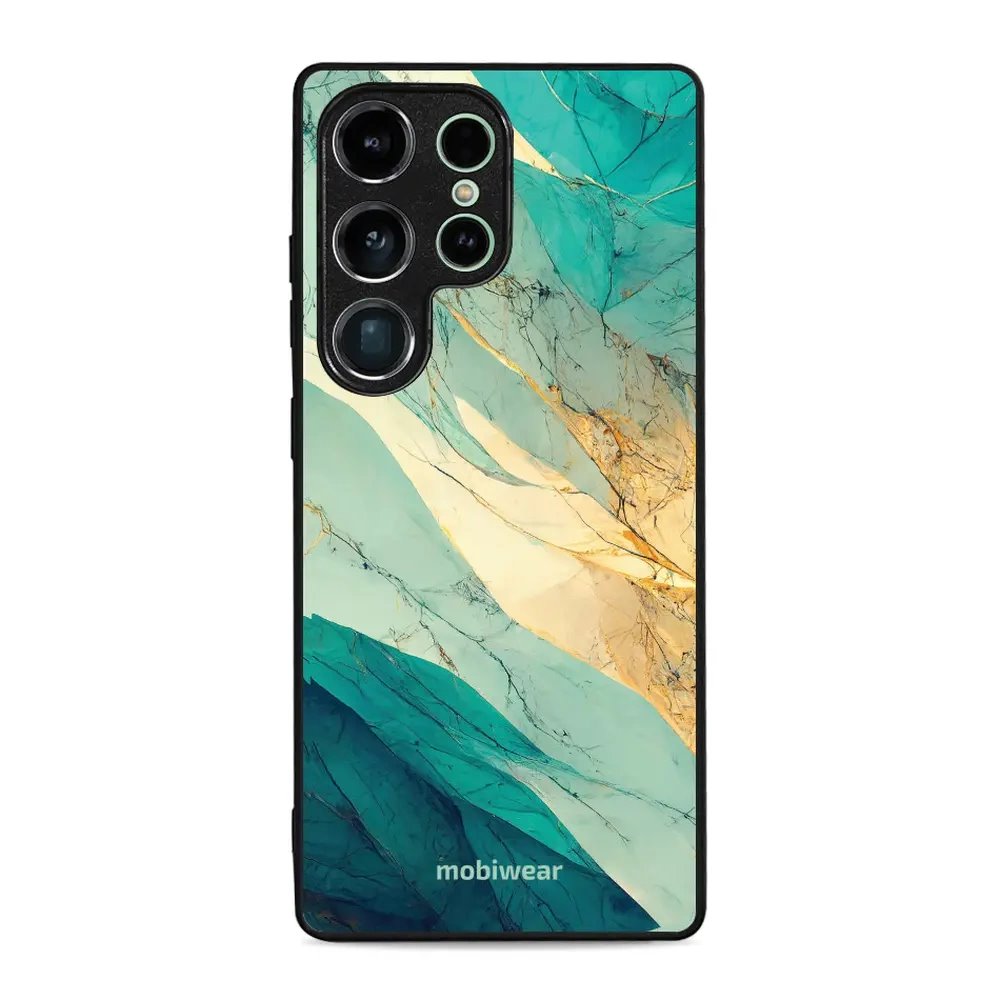 Lesklý kryt Mobiwear Glossy - Samsung Galaxy S25 Ultra - G024G - Zlatavý a zelenkavý mramor