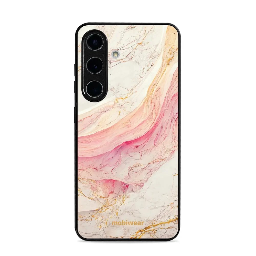 Lesklý kryt Mobiwear Glossy - Samsung Galaxy S25 - G027G - Růžový a zlatavý mramor
