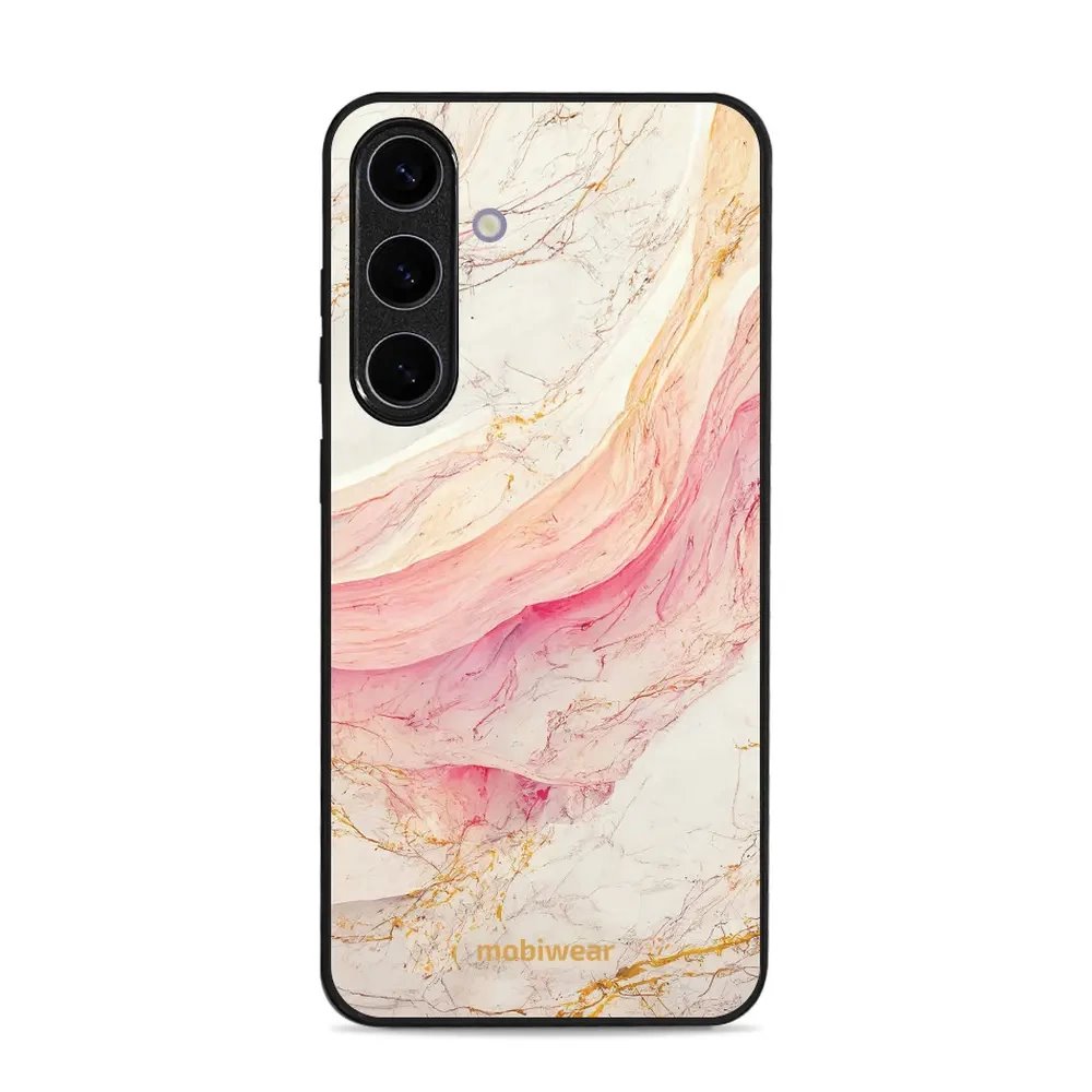 Lesklý kryt Mobiwear Glossy - Samsung Galaxy S25 Plus - G027G - Růžový a zlatavý mramor