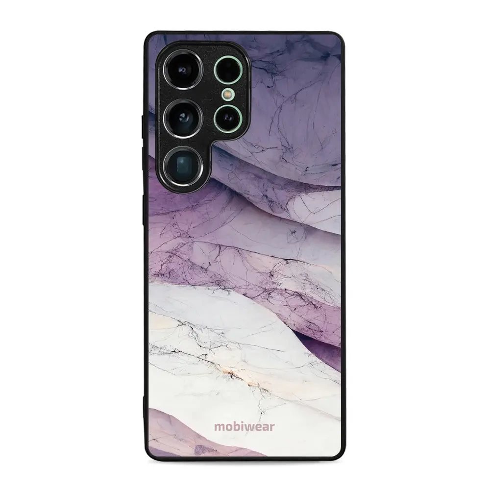 Lesklý kryt Mobiwear Glossy - Samsung Galaxy S25 Ultra - G028G - Bílý a fialový mramor - VÝPRODEJ