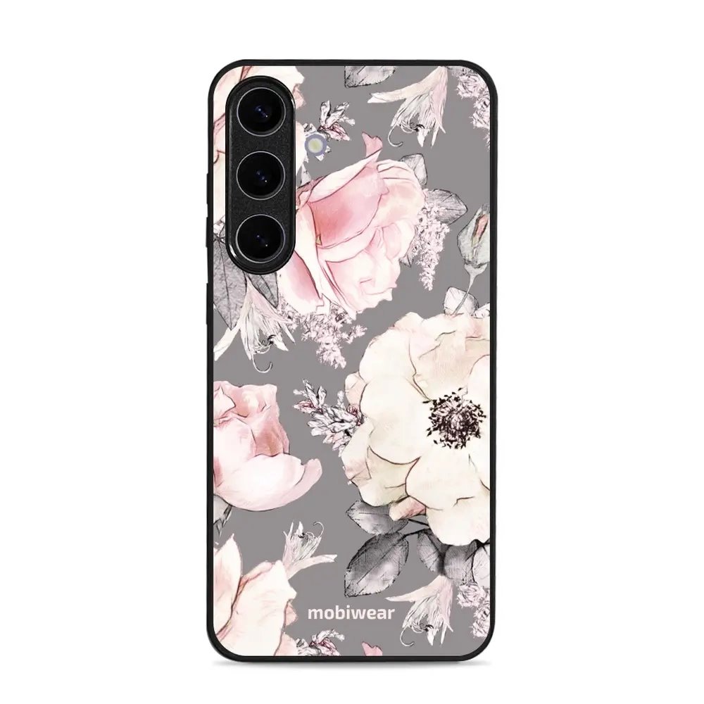 Lesklý kryt Mobiwear Glossy - Samsung Galaxy S25 Plus - G034G - Květy na šedém pozadí