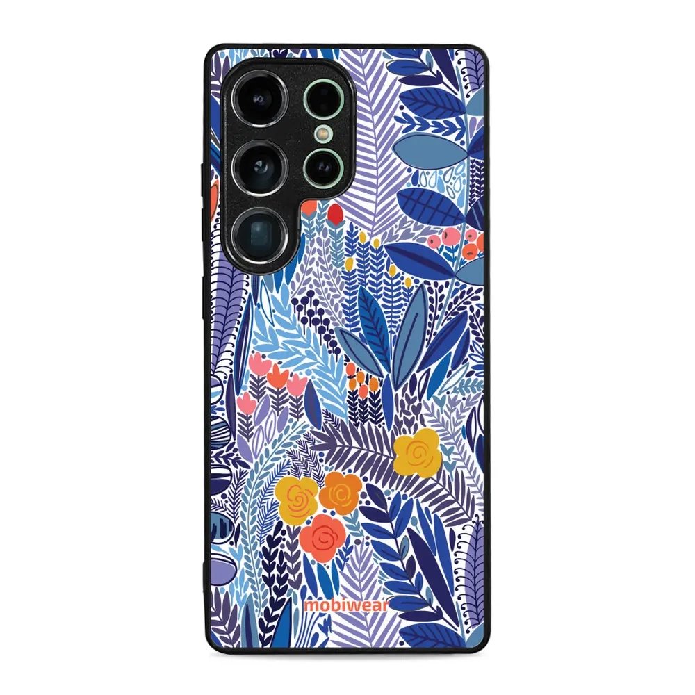 Lesklý kryt Mobiwear Glossy - Samsung Galaxy S25 Ultra - G037G - Modrá květena
