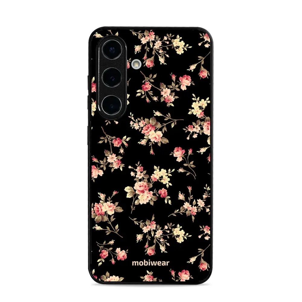 Lesklý kryt Mobiwear Glossy - Samsung Galaxy S25 - G039G - Květy na černé