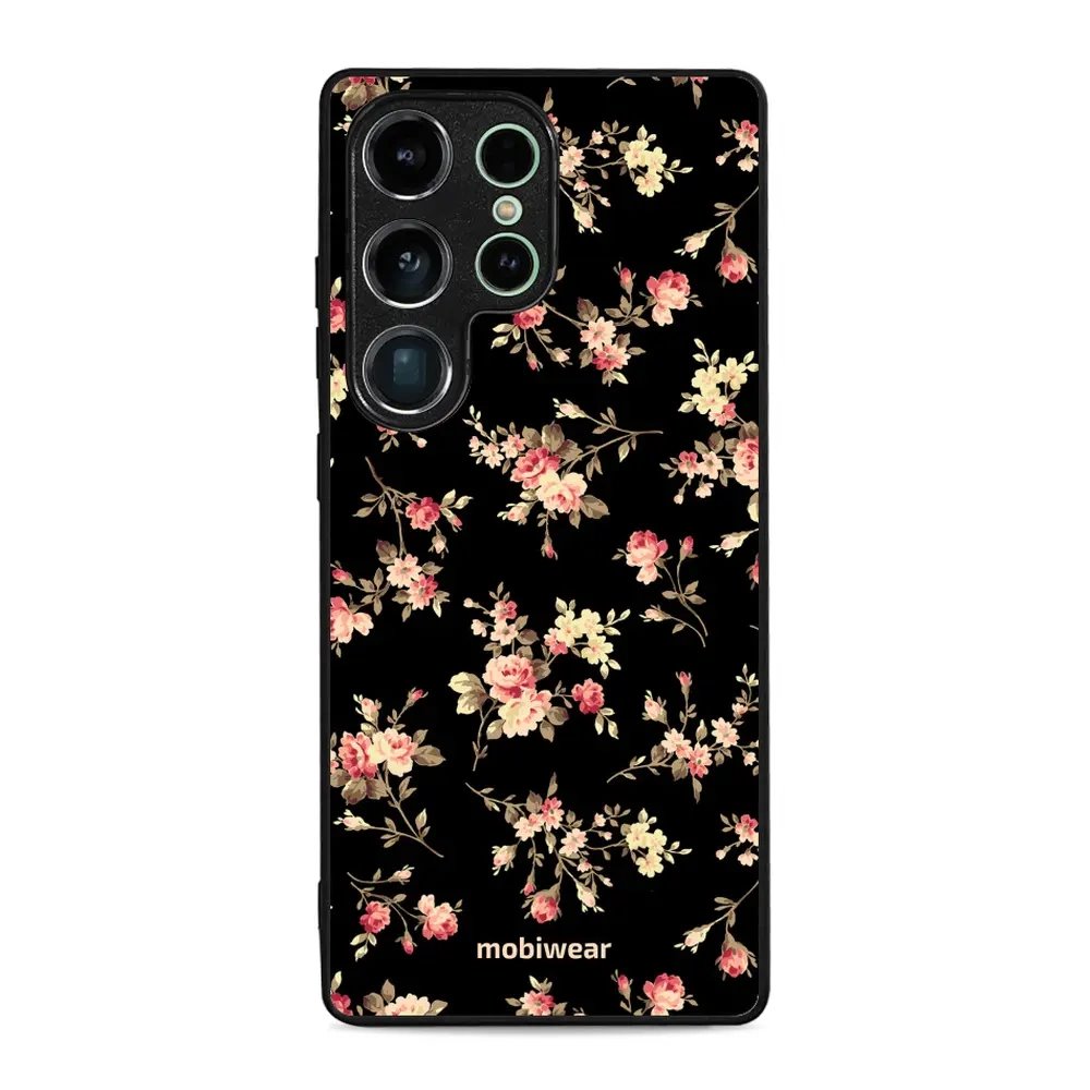 Lesklý kryt Mobiwear Glossy - Samsung Galaxy S25 Ultra - G039G - Květy na černé