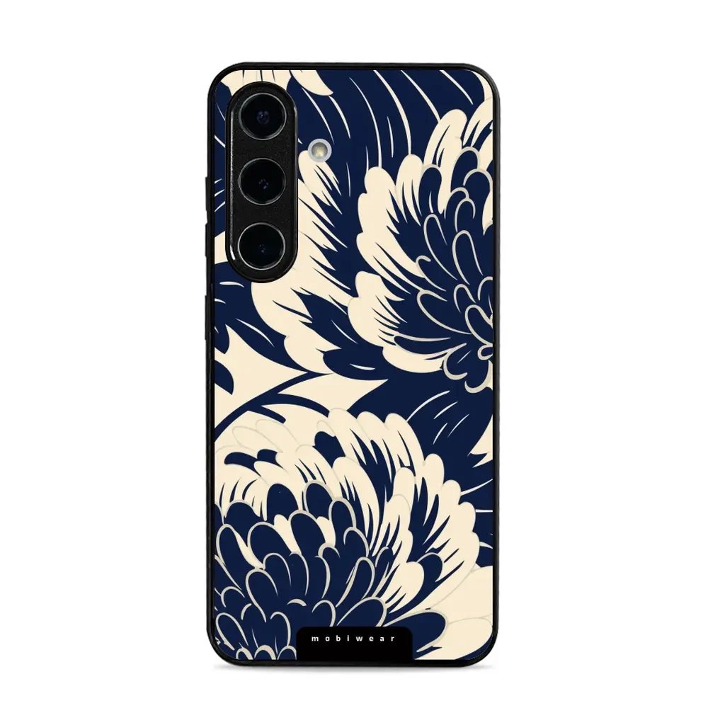 Lesklý kryt Mobiwear Glossy - Samsung Galaxy S25 - GA40G Modré a béžové květy
