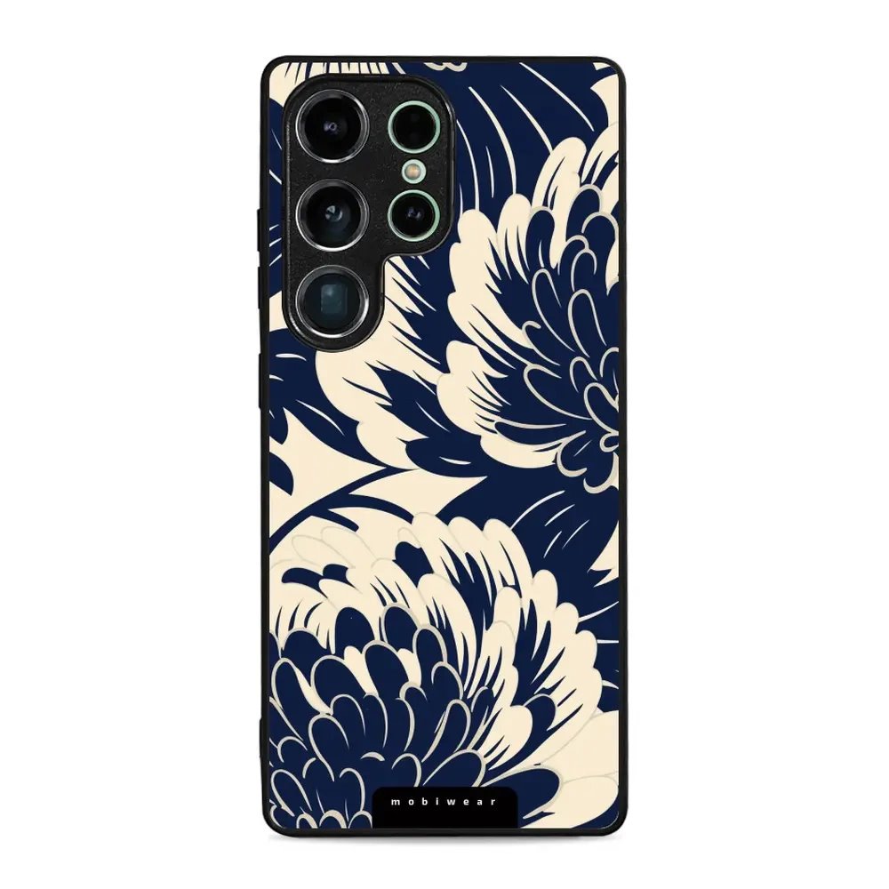 Lesklý kryt Mobiwear Glossy - Samsung Galaxy S25 Ultra - GA40G Modré a béžové květy