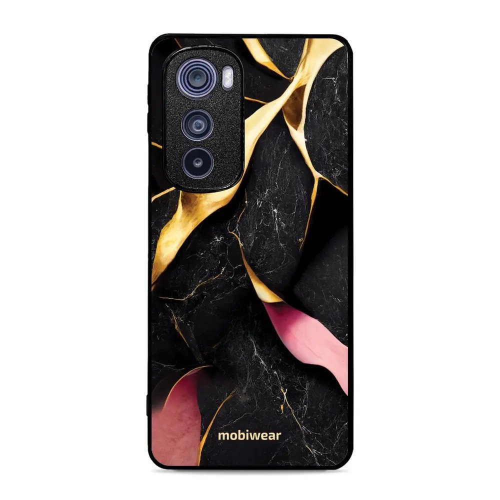 Lesklý kryt Mobiwear Glossy - Motorola Edge 30 5G - G021G Černý a zlatavý mramor