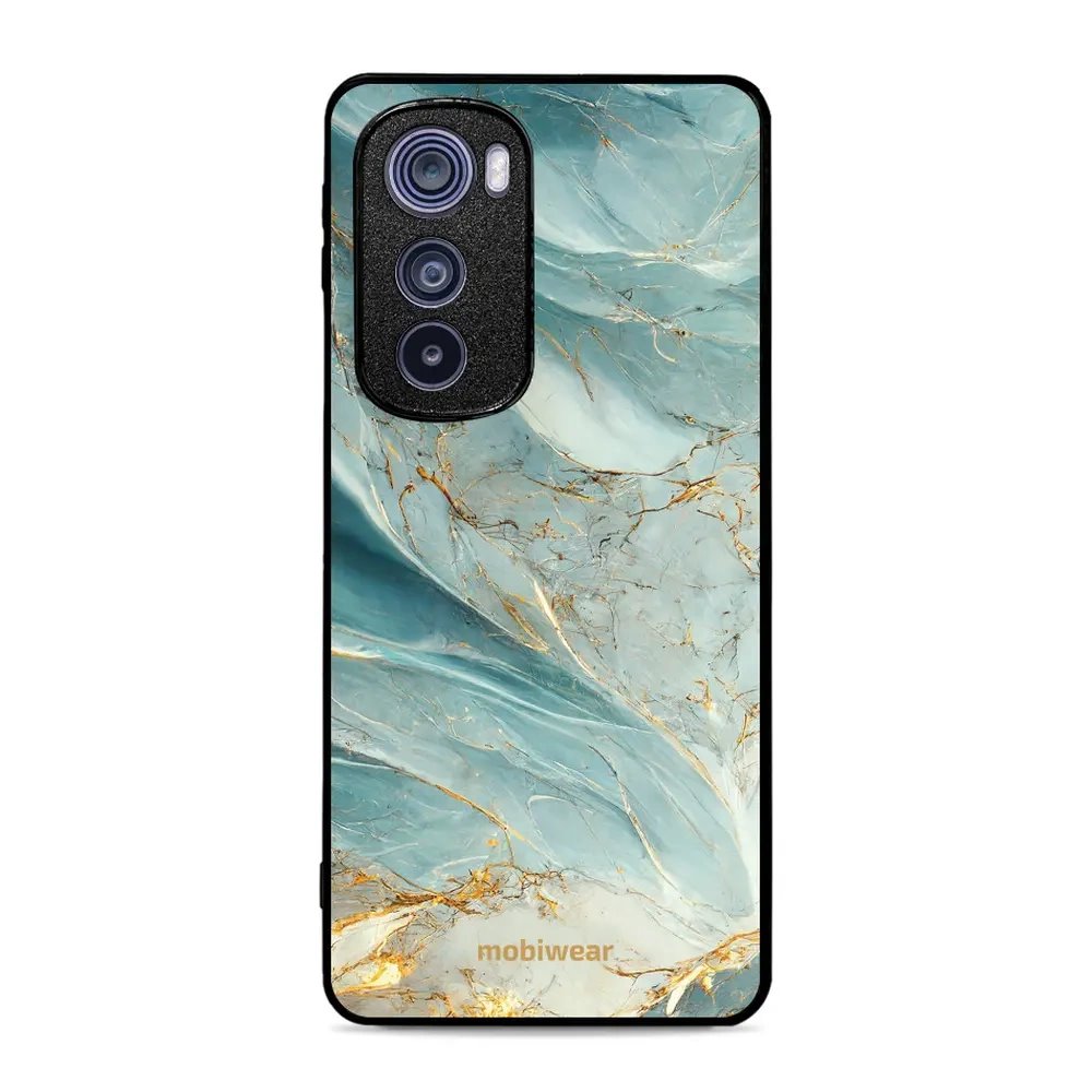 Lesklý kryt Mobiwear Glossy - Motorola Edge 30 5G - G022G Zelenkavý a zlatavý mramor