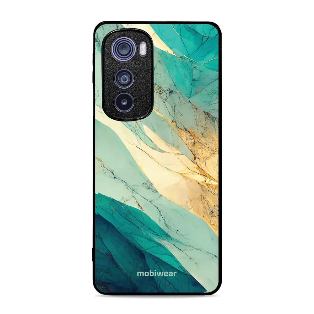 Lesklý kryt Mobiwear Glossy - Motorola Edge 30 5G - G024G - Zlatavý a zelenkavý mramor