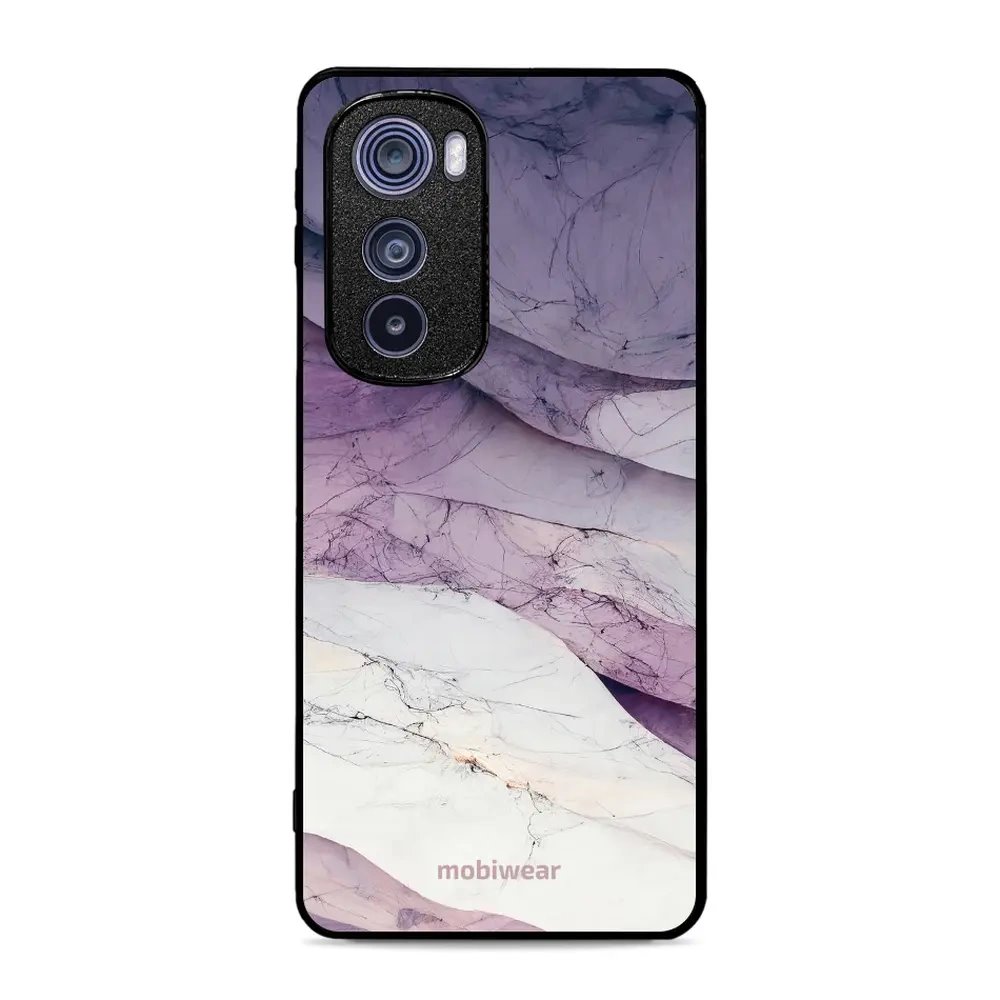 Lesklý kryt Mobiwear Glossy - Motorola Edge 30 5G - G028G - Bílý a fialový mramor