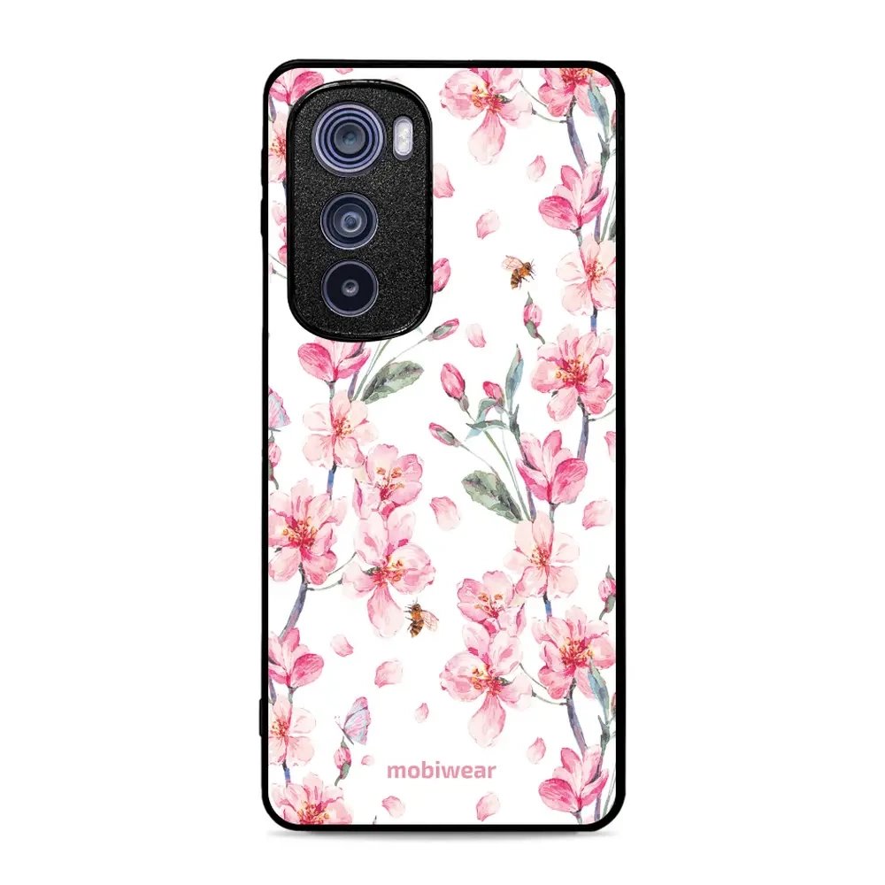 Lesklý kryt Mobiwear Glossy - Motorola Edge 30 5G - G033G - Růžové květy