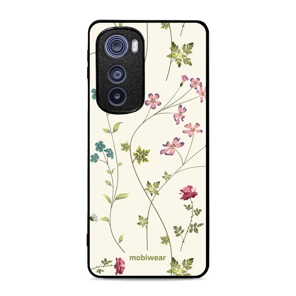 Lesklý kryt Mobiwear Glossy - Motorola Edge 30 5G - G035G - Tenké rostlinky s květy