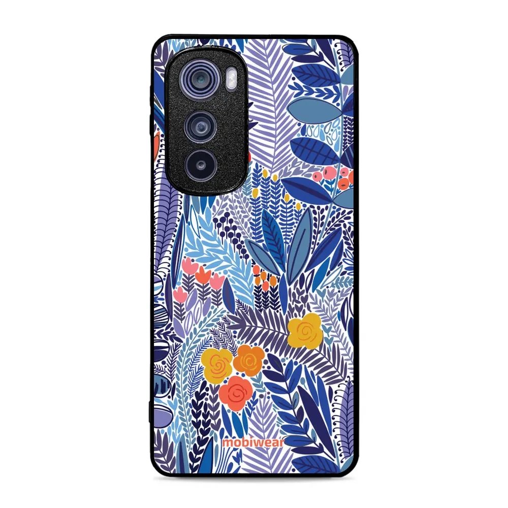 Lesklý kryt Mobiwear Glossy - Motorola Edge 30 5G - G037G - Modrá květena