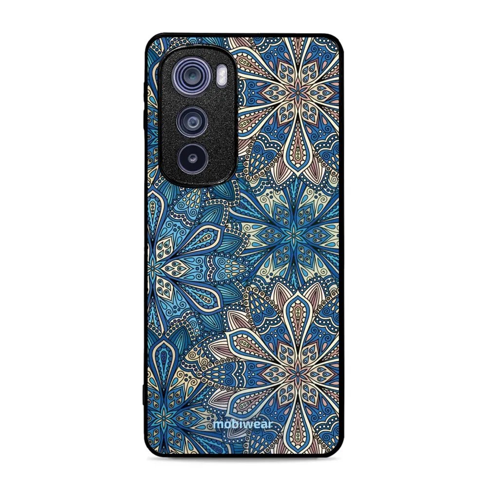 Lesklý kryt Mobiwear Glossy - Motorola Edge 30 5G - G038G - Modré mandala květy