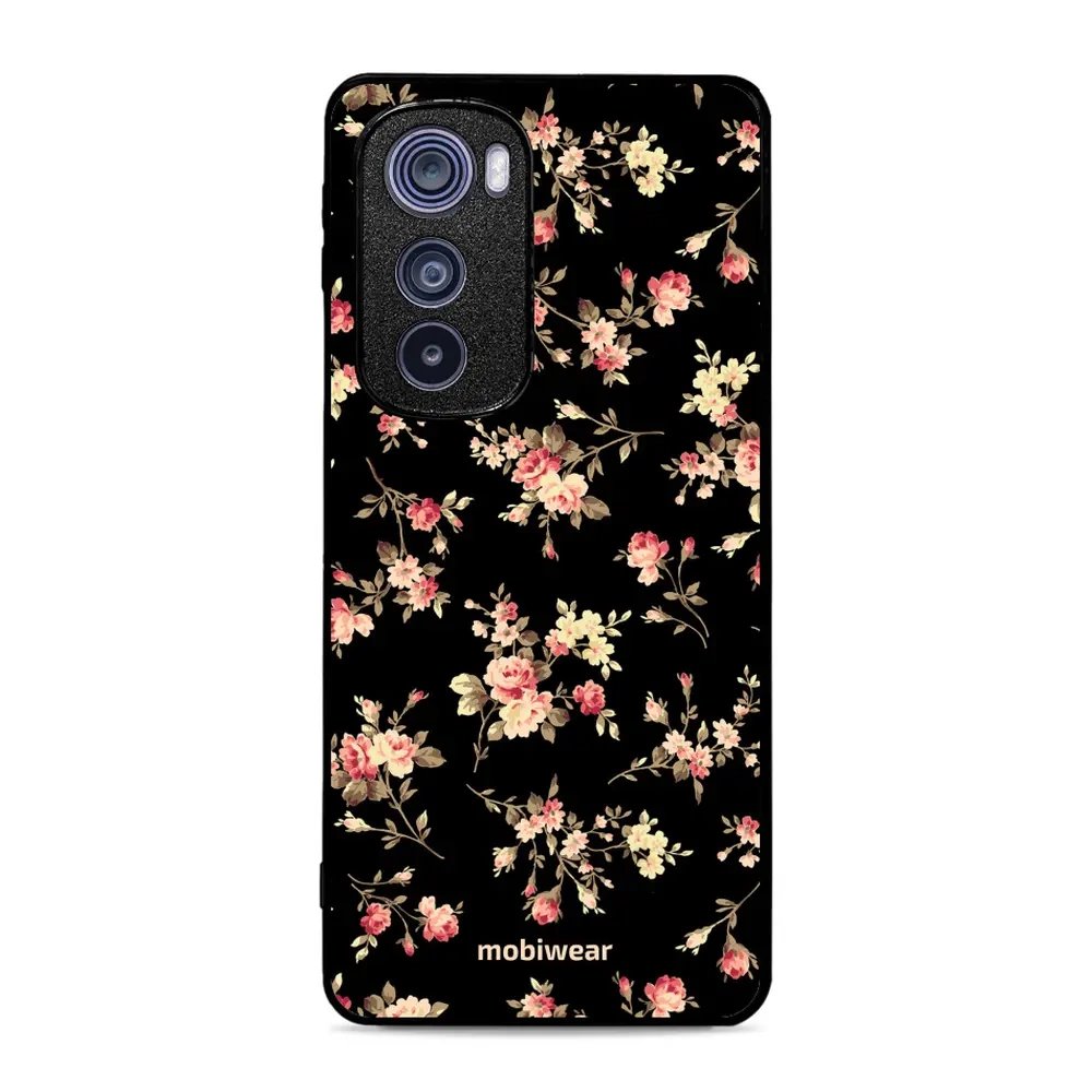 Lesklý kryt Mobiwear Glossy - Motorola Edge 30 5G - G039G - Květy na černé
