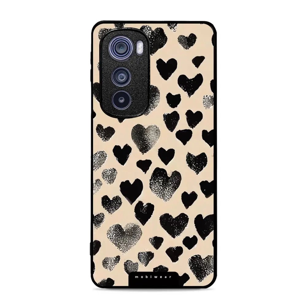 Lesklý kryt Mobiwear Glossy - Motorola Edge 30 5G - GA51G Černá srdíčka