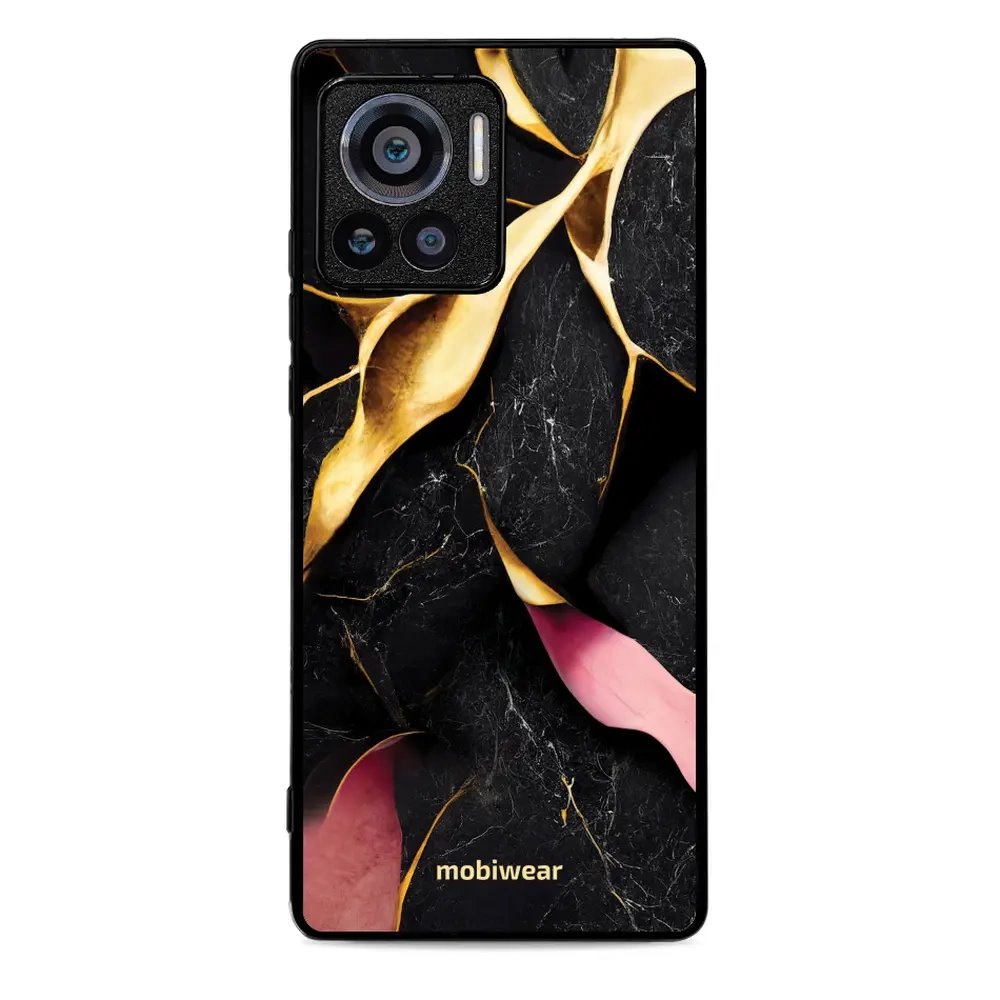 Lesklý kryt Mobiwear Glossy - Motorola Edge 30 Ultra - G021G Černý a zlatavý mramor