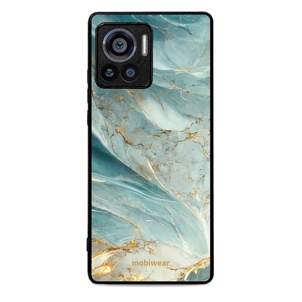 Lesklý kryt Mobiwear Glossy - Motorola Edge 30 Ultra - G022G Zelenkavý a zlatavý mramor