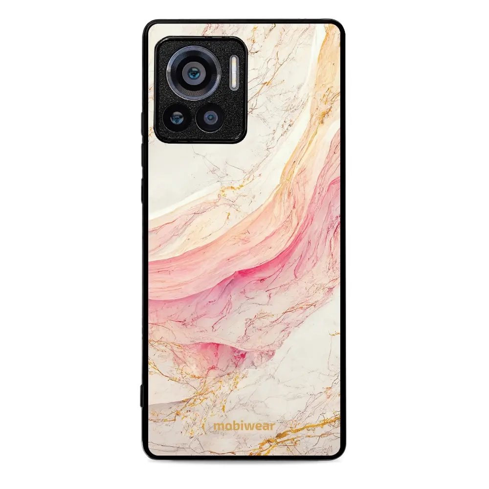 Lesklý kryt Mobiwear Glossy - Motorola Edge 30 Ultra - G027G - Růžový a zlatavý mramor