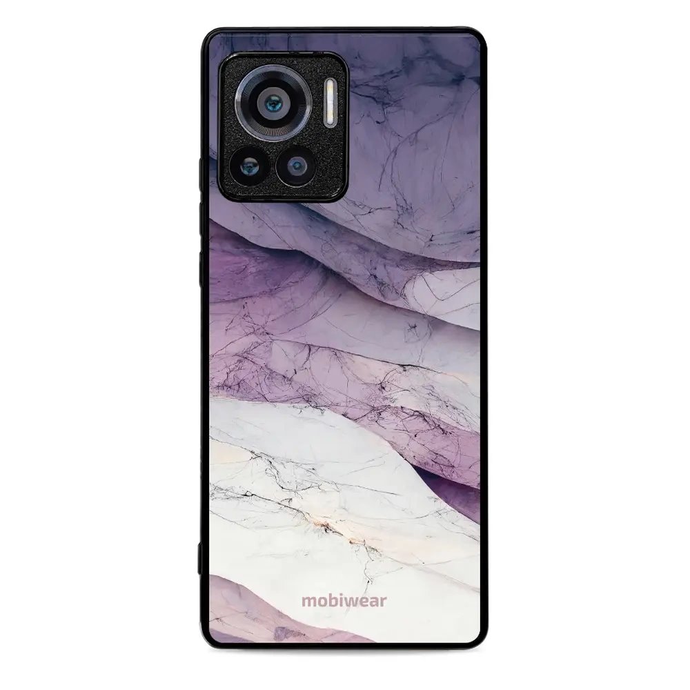 Lesklý kryt Mobiwear Glossy - Motorola Edge 30 Ultra - G028G - Bílý a fialový mramor