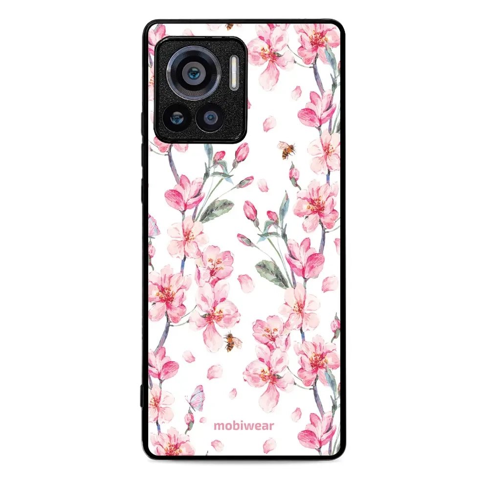 Lesklý kryt Mobiwear Glossy - Motorola Edge 30 Ultra - G033G - Růžové květy