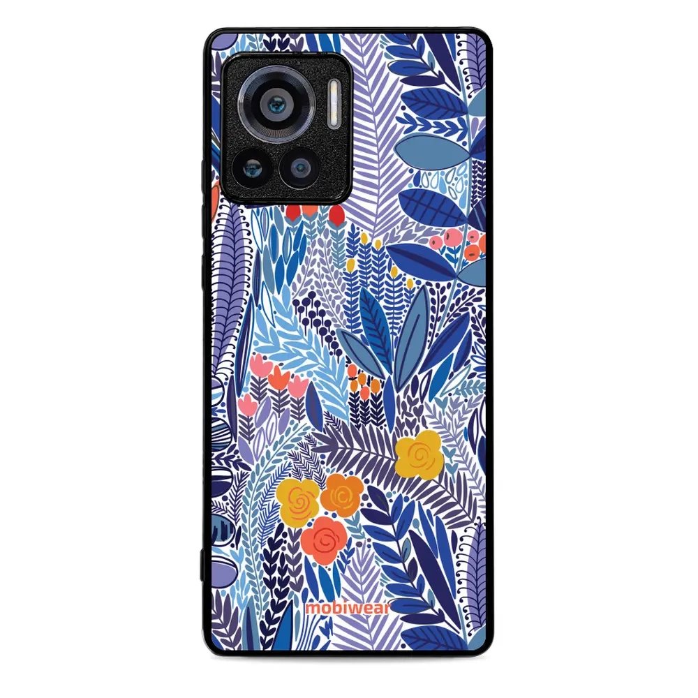 Lesklý kryt Mobiwear Glossy - Motorola Edge 30 Ultra - G037G - Modrá květena