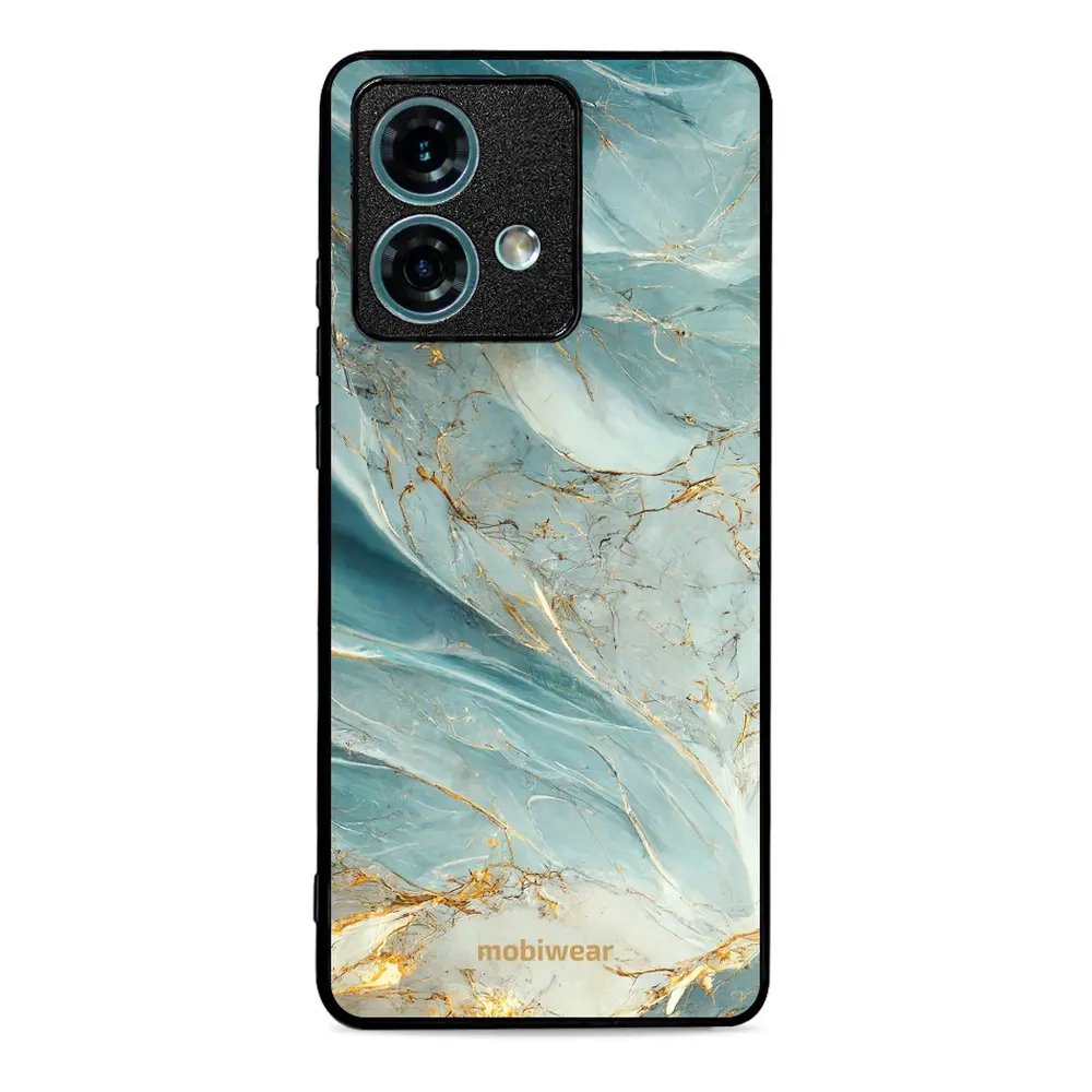 Lesklý kryt Mobiwear Glossy - Motorola Edge 40 Neo - G022G Zelenkavý a zlatavý mramor
