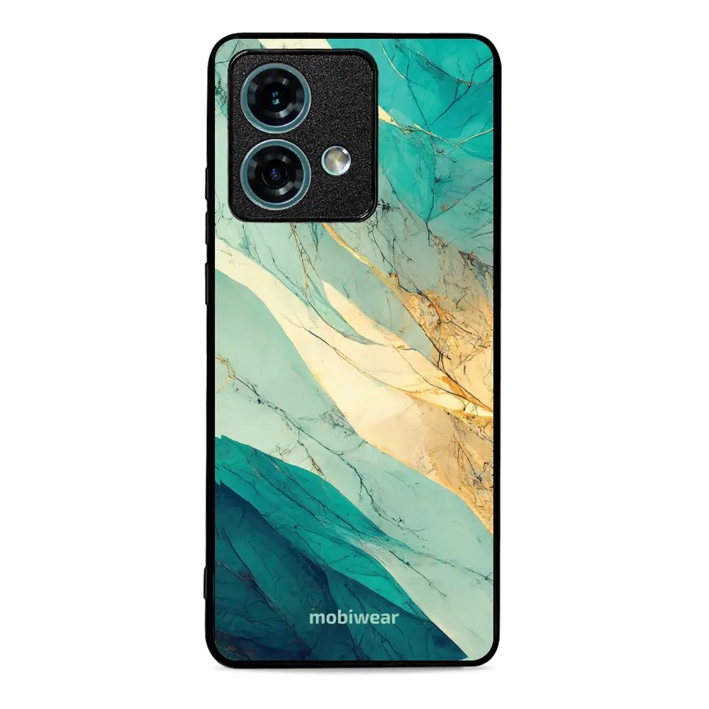 Lesklý kryt Mobiwear Glossy - Motorola Edge 40 Neo - G024G - Zlatavý a zelenkavý mramor
