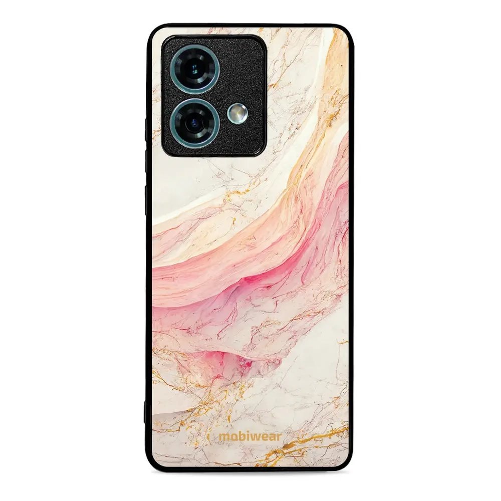 Lesklý kryt Mobiwear Glossy - Motorola Edge 40 Neo - G027G - Růžový a zlatavý mramor