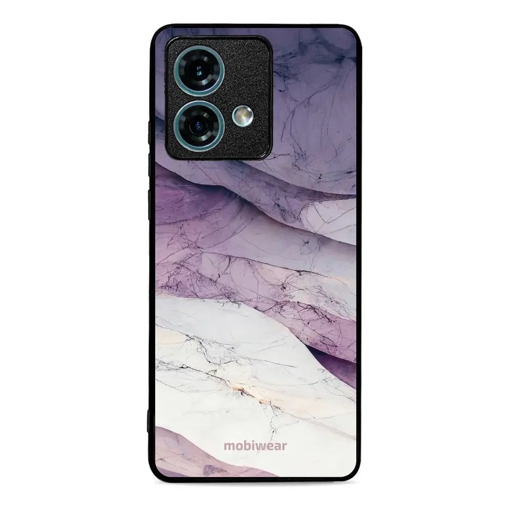 Lesklý kryt Mobiwear Glossy - Motorola Edge 40 Neo - G028G - Bílý a fialový mramor