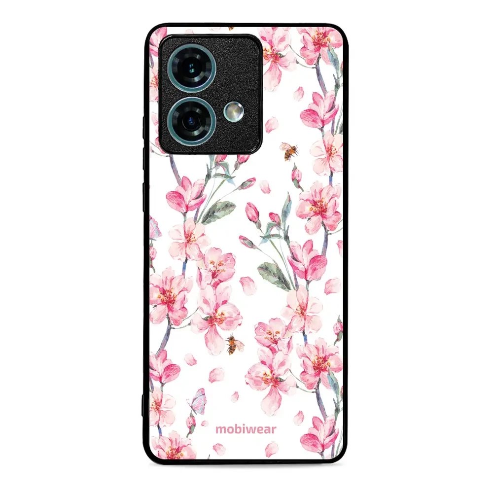 Lesklý kryt Mobiwear Glossy - Motorola Edge 40 Neo - G033G - Růžové květy
