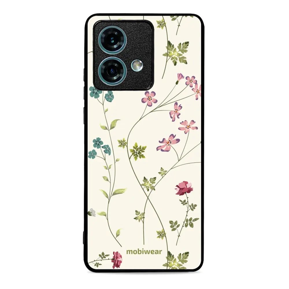 Lesklý kryt Mobiwear Glossy - Motorola Edge 40 Neo - G035G - Tenké rostlinky s květy