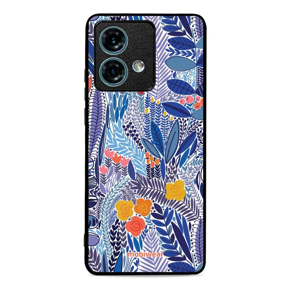 Lesklý kryt Mobiwear Glossy - Motorola Edge 40 Neo - G037G - Modrá květena