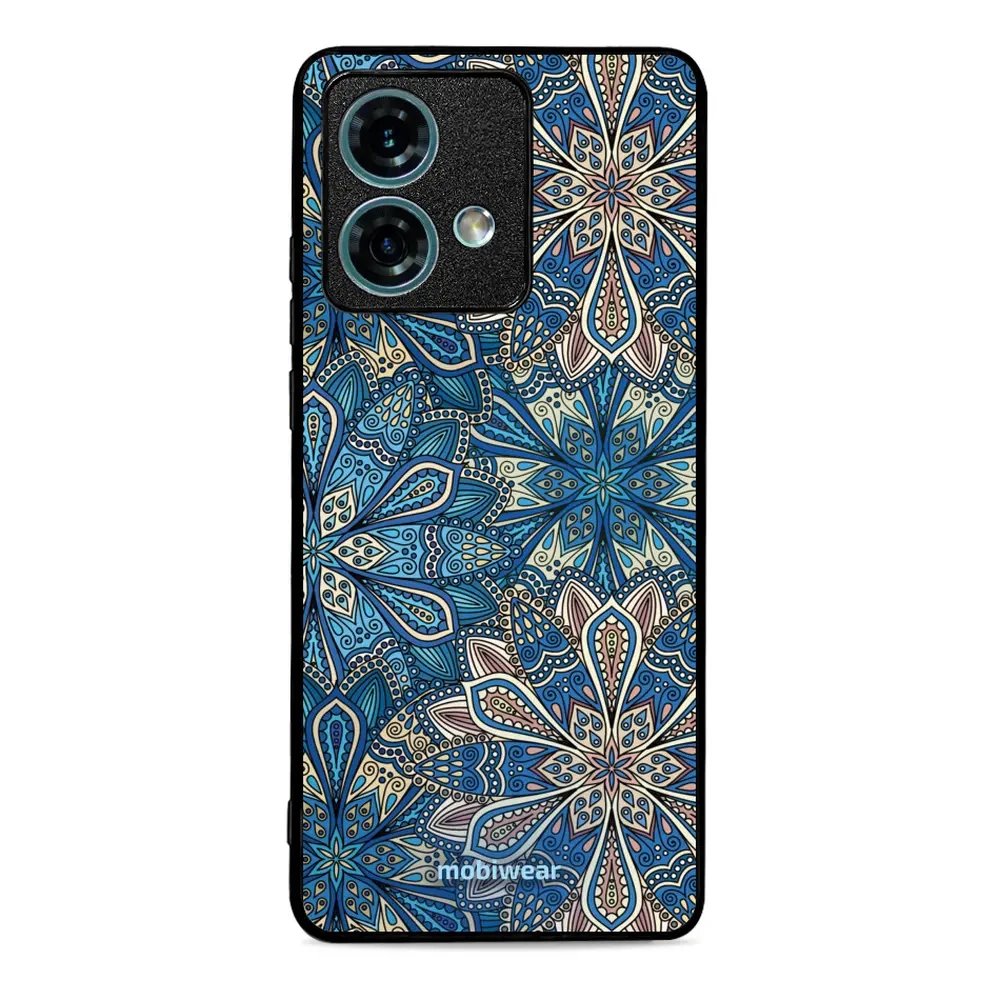 Lesklý kryt Mobiwear Glossy - Motorola Edge 40 Neo - G038G - Modré mandala květy