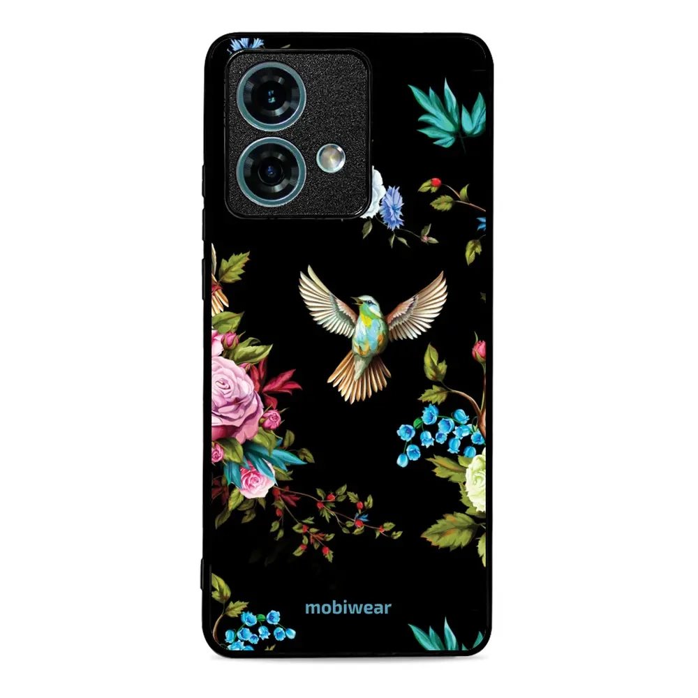 Lesklý kryt Mobiwear Glossy - Motorola Edge 40 Neo - G041G - Ptáček a květy
