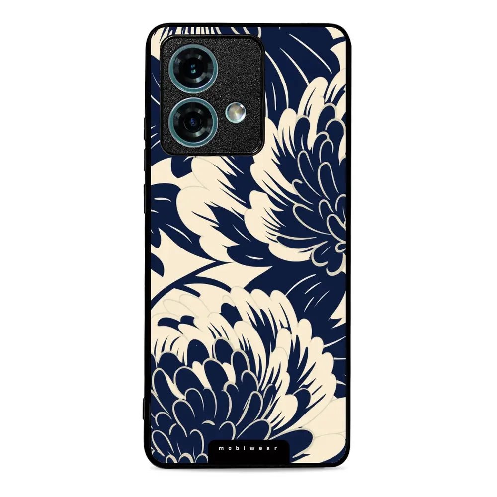 Lesklý kryt Mobiwear Glossy - Motorola Edge 40 Neo - GA40G Modré a béžové květy