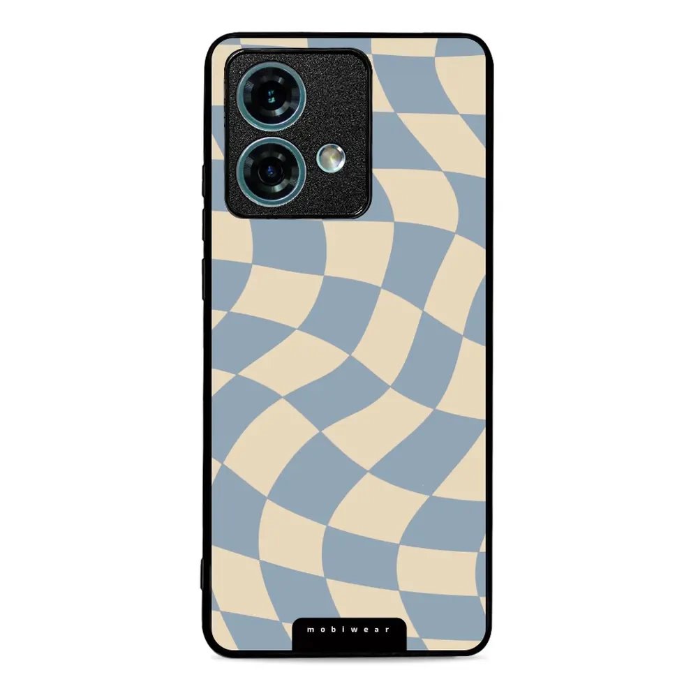 Lesklý kryt Mobiwear Glossy - Motorola Edge 40 Neo - GA59G Modrá a béžová šachovnice