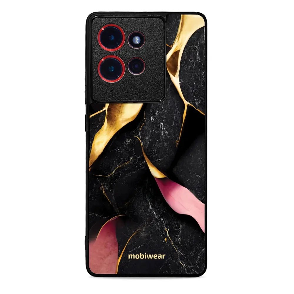 Lesklý kryt Mobiwear Glossy - Motorola Edge 50 - G021G Černý a zlatavý mramor
