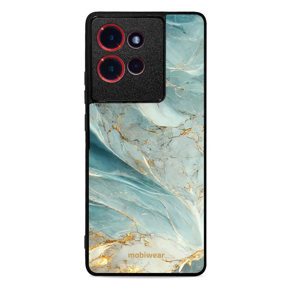 Lesklý kryt Mobiwear Glossy - Motorola Edge 50 - G022G Zelenkavý a zlatavý mramor