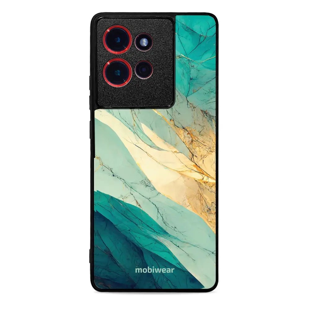 Lesklý kryt Mobiwear Glossy - Motorola Edge 50 - G024G - Zlatavý a zelenkavý mramor