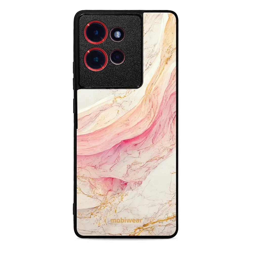 Lesklý kryt Mobiwear Glossy - Motorola Edge 50 - G027G - Růžový a zlatavý mramor