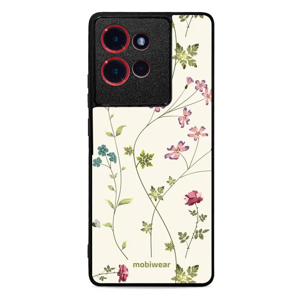 Lesklý kryt Mobiwear Glossy - Motorola Edge 50 - G035G - Tenké rostlinky s květy