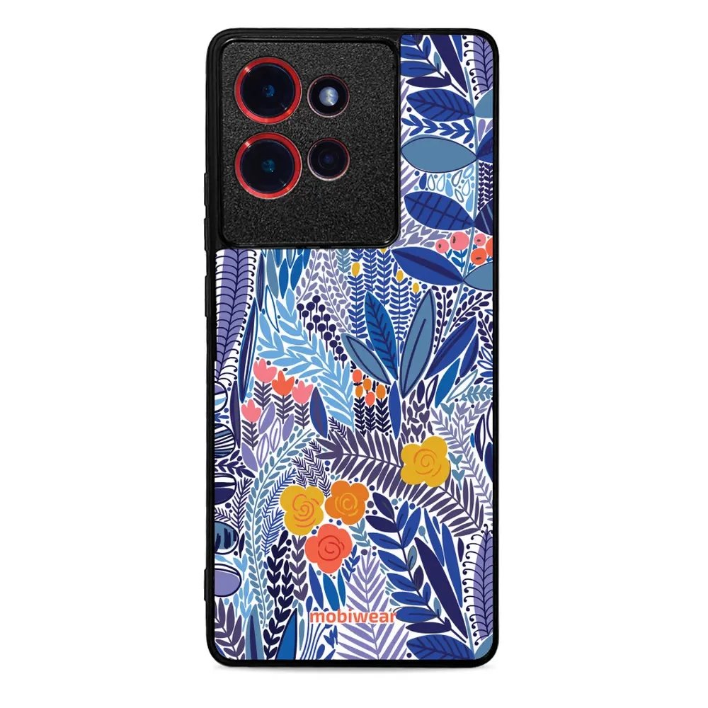 Lesklý kryt Mobiwear Glossy - Motorola Edge 50 - G037G - Modrá květena
