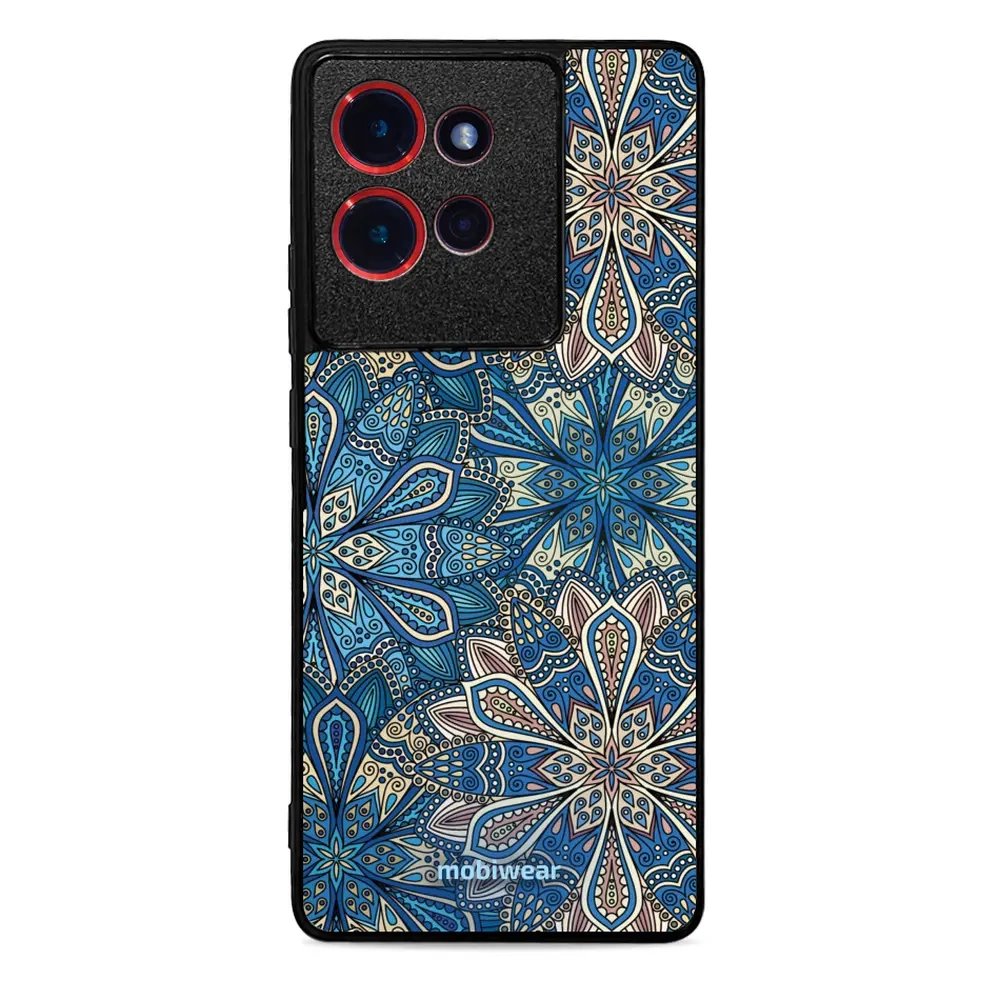 Lesklý kryt Mobiwear Glossy - Motorola Edge 50 - G038G - Modré mandala květy