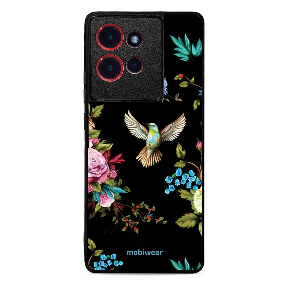 Lesklý kryt Mobiwear Glossy - Motorola Edge 50 - G041G - Ptáček a květy