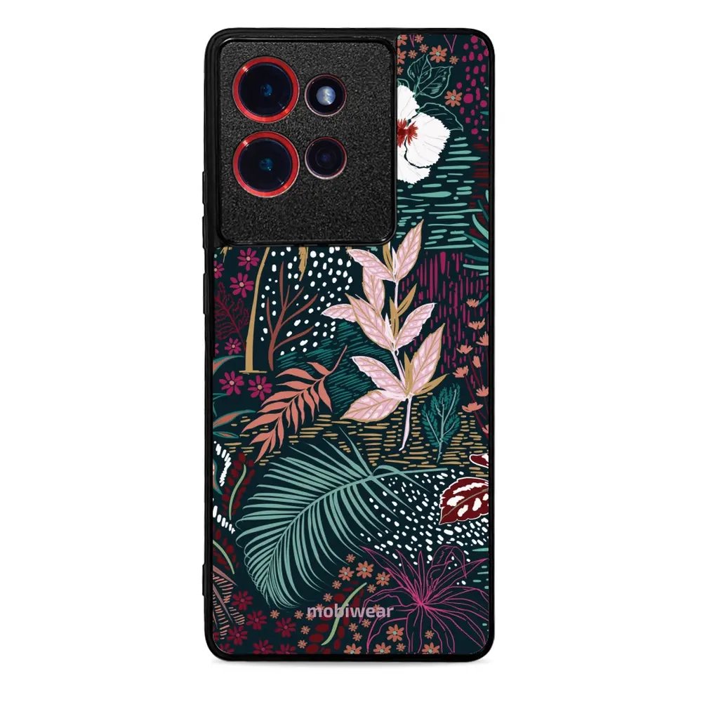 Lesklý kryt Mobiwear Glossy - Motorola Edge 50 - G043G - Temná flóra