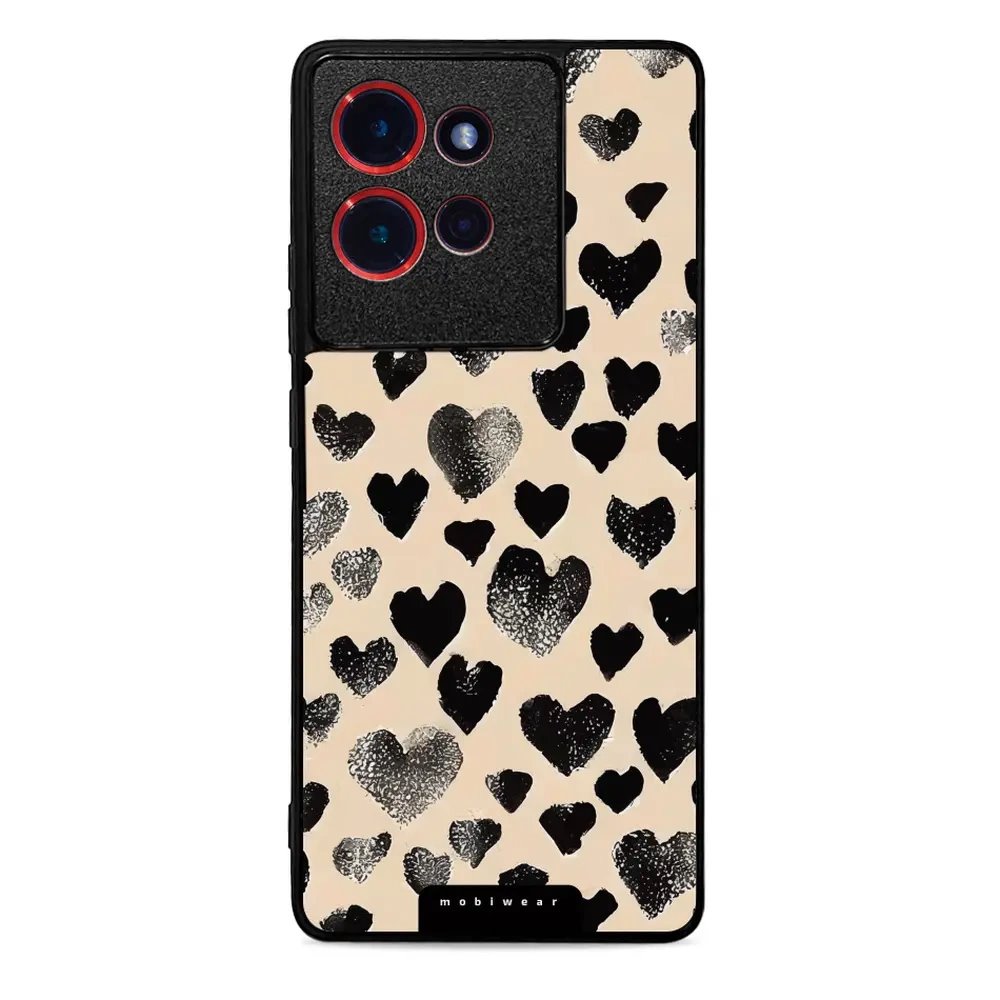 Lesklý kryt Mobiwear Glossy - Motorola Edge 50 - GA51G Černá srdíčka