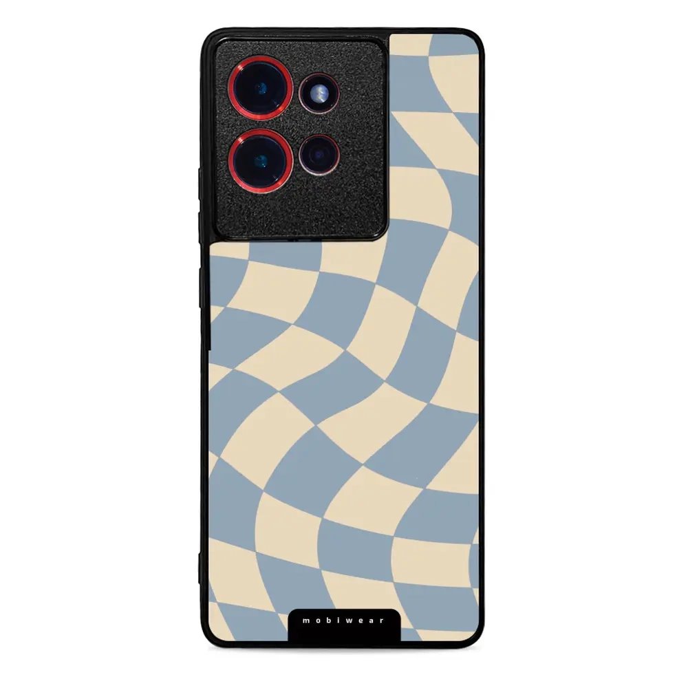 Lesklý kryt Mobiwear Glossy - Motorola Edge 50 - GA59G Modrá a béžová šachovnice